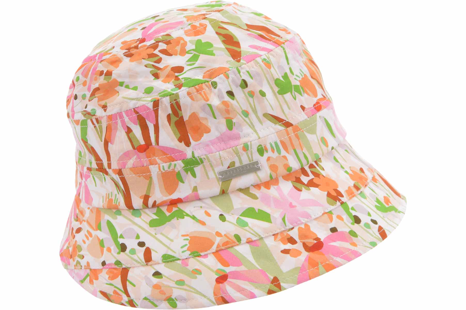 Cut and sewn hat fabric cloche with flower