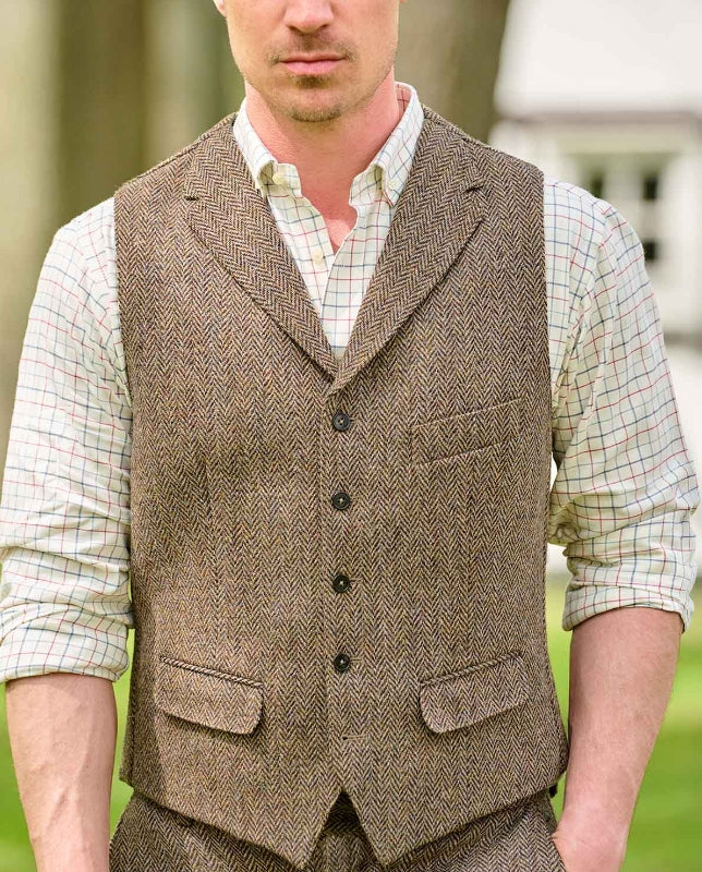 Wales – Country Herringbone Harris Tweed Väst